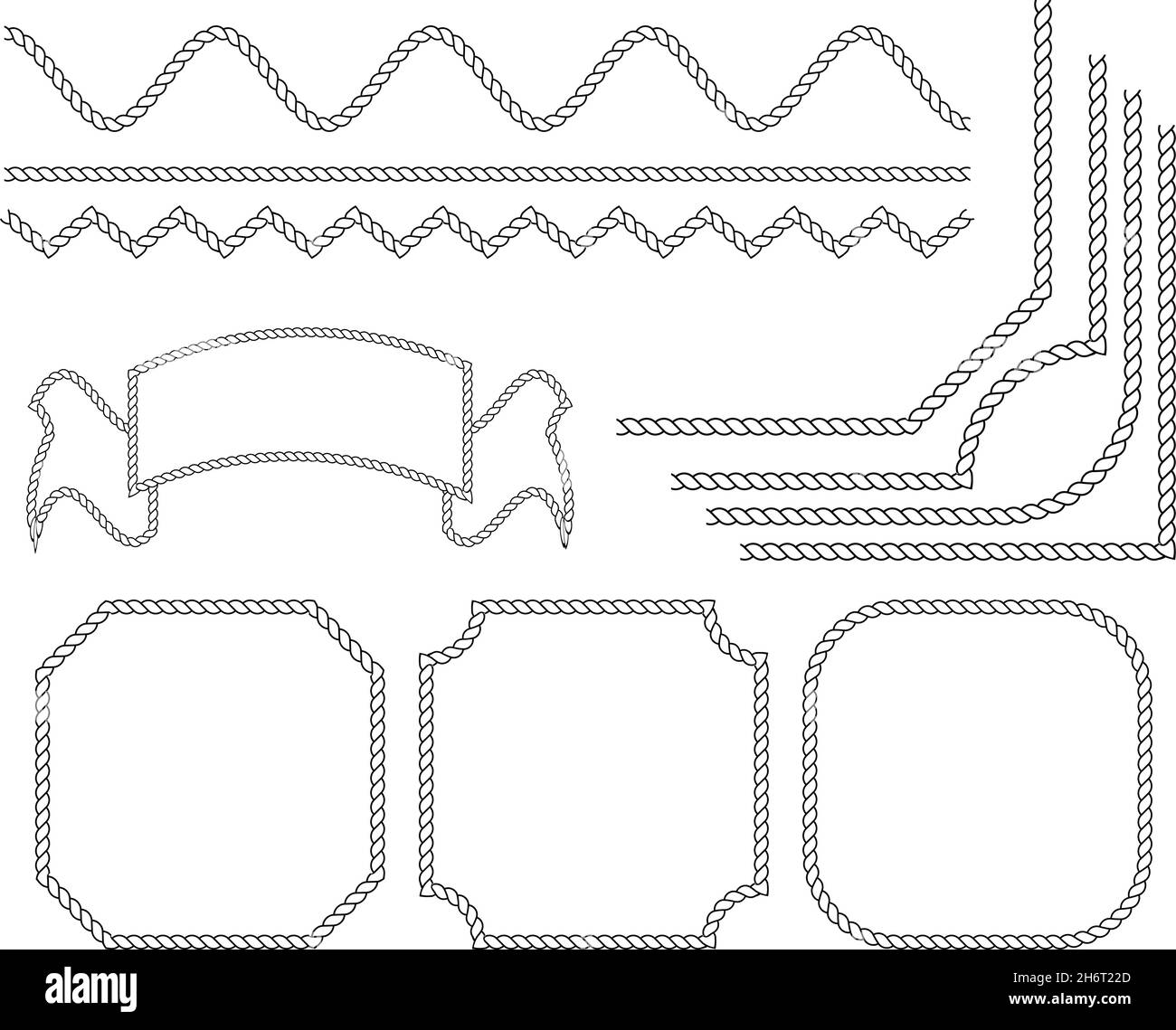 chain line vector set, File contains various chain line shapes, blunt and pointed waves, great for various design materials Stock Vector