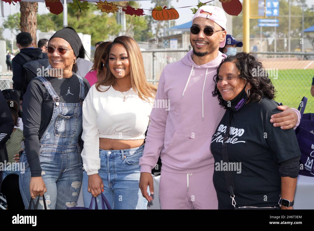 Mookie Betts (right) with fiance Brianna Hammonds and daughter Kynlee Betts  (center) and mother Diana Collins during the Los Angeles Dodgers Foundatio  Stock Photo - Alamy