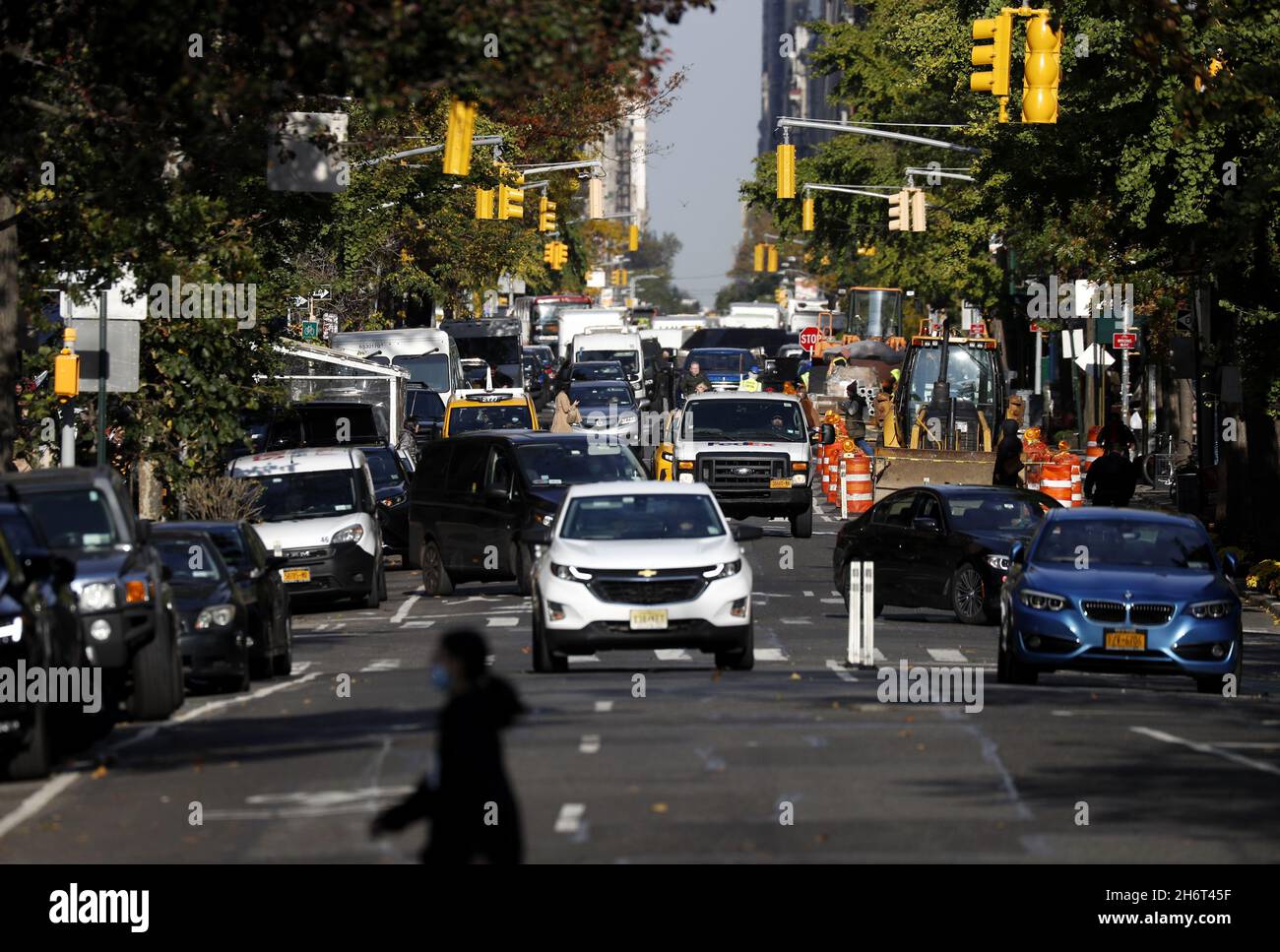 New York, United States. 17th Nov, 2021. Cars move down Fifth Avenue near Washington Square Park in New York City on Wednesday, November 17, 2021. Photo by John Angelillo/UPI Credit: UPI/Alamy Live News Stock Photo