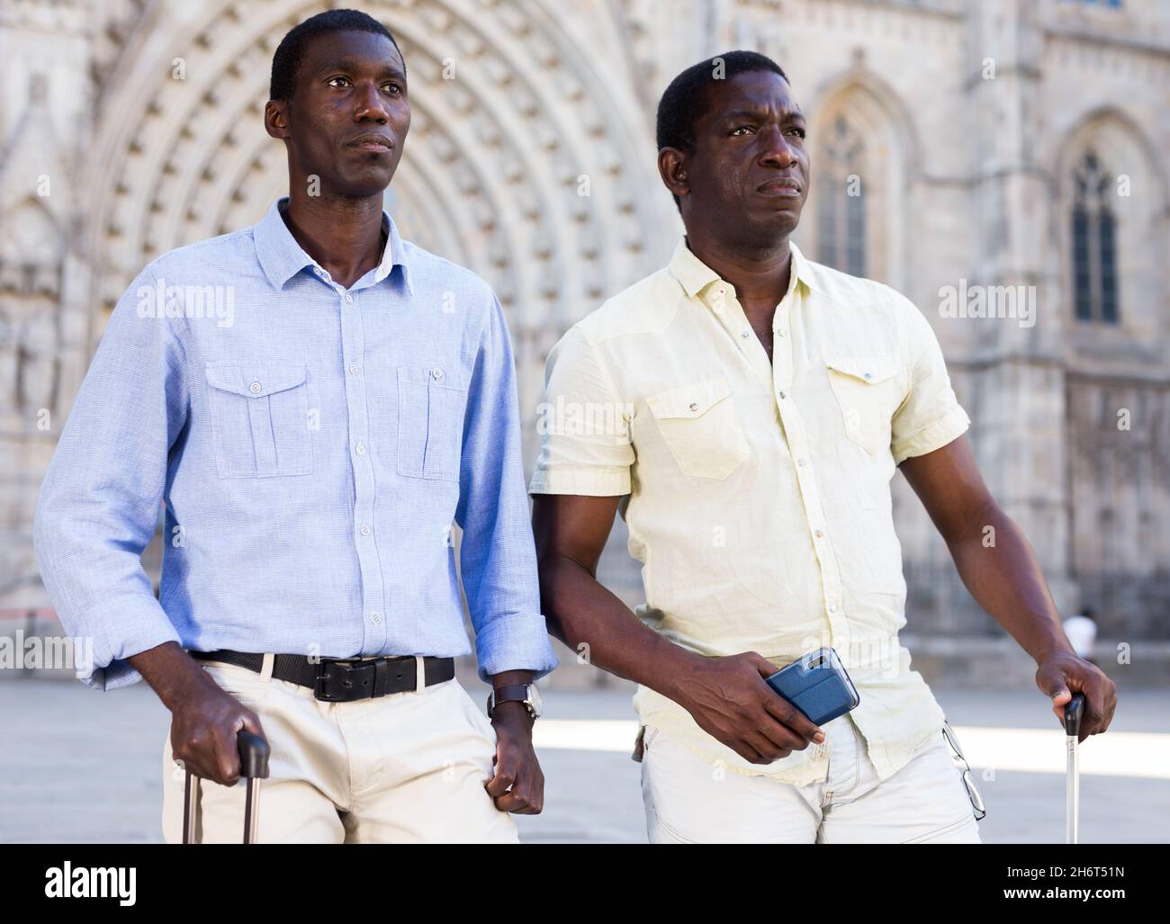 Happy african american tourists hi-res stock photography and images - Alamy