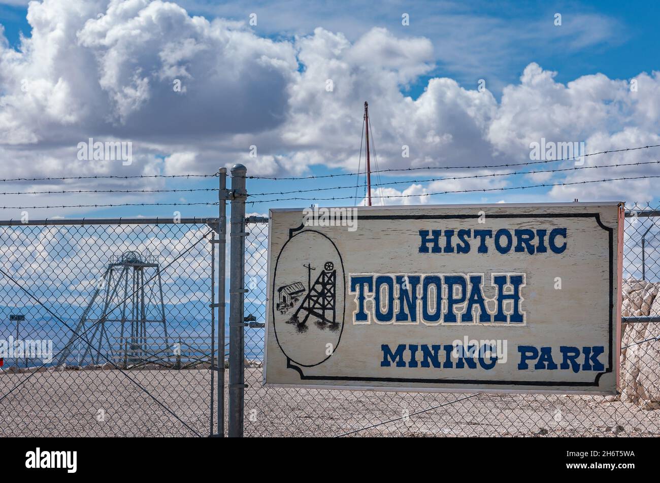 Tonopah, Nevada, US May 18, 2011 Historic Mining Park. Sign with