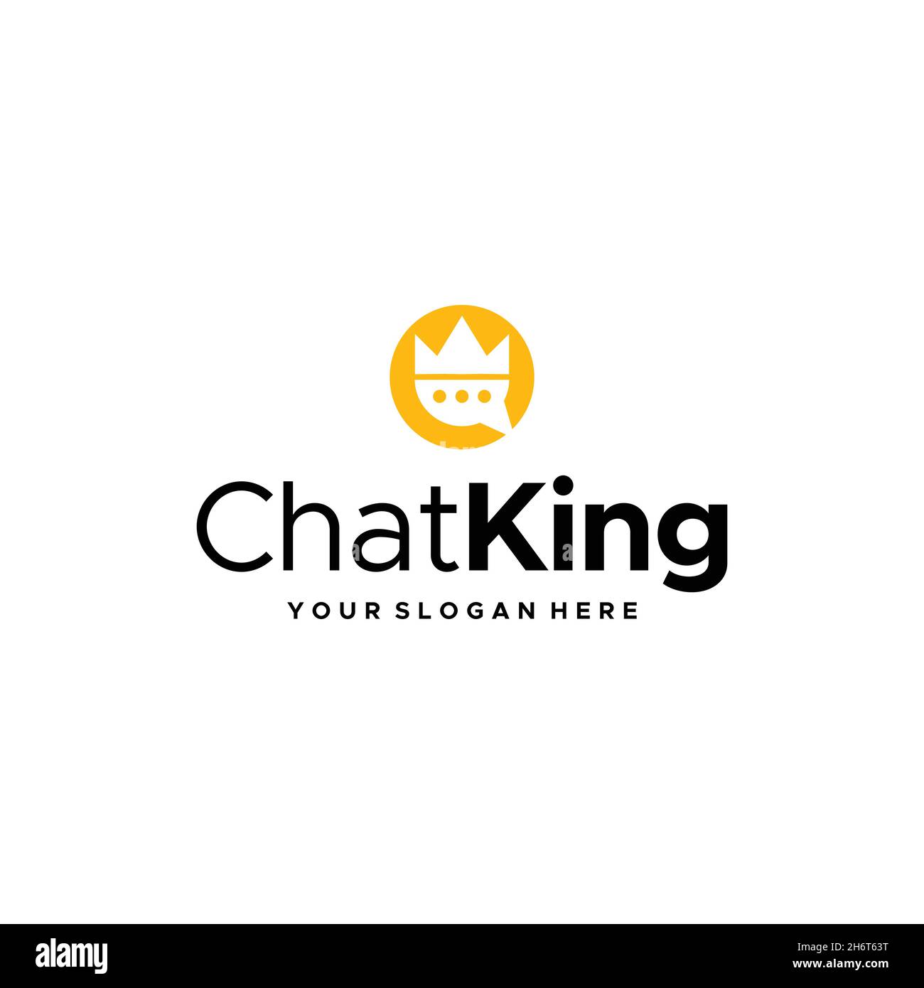 flat ChatKing crown message silhouette Logo design Stock Vector