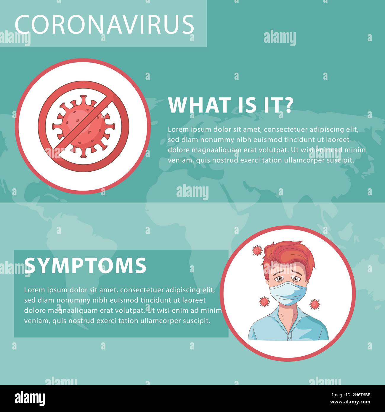 Covid-19 virus infographic with virus icons and person with mask Stock ...