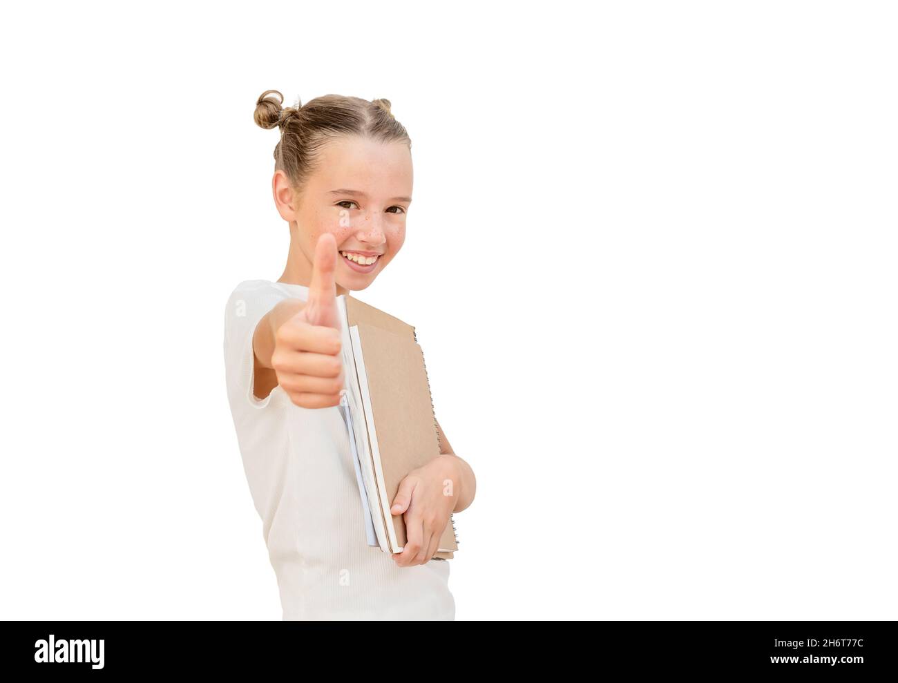 Child with textbook isolated on white background Stock Photo - Alamy