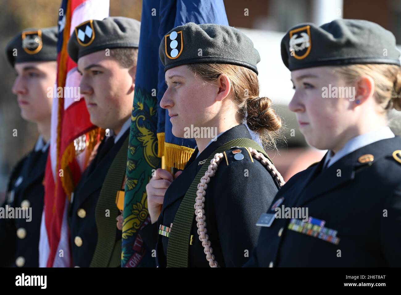 Members of the Spaulding High School (Barre, VT) Junior ROTC program at
