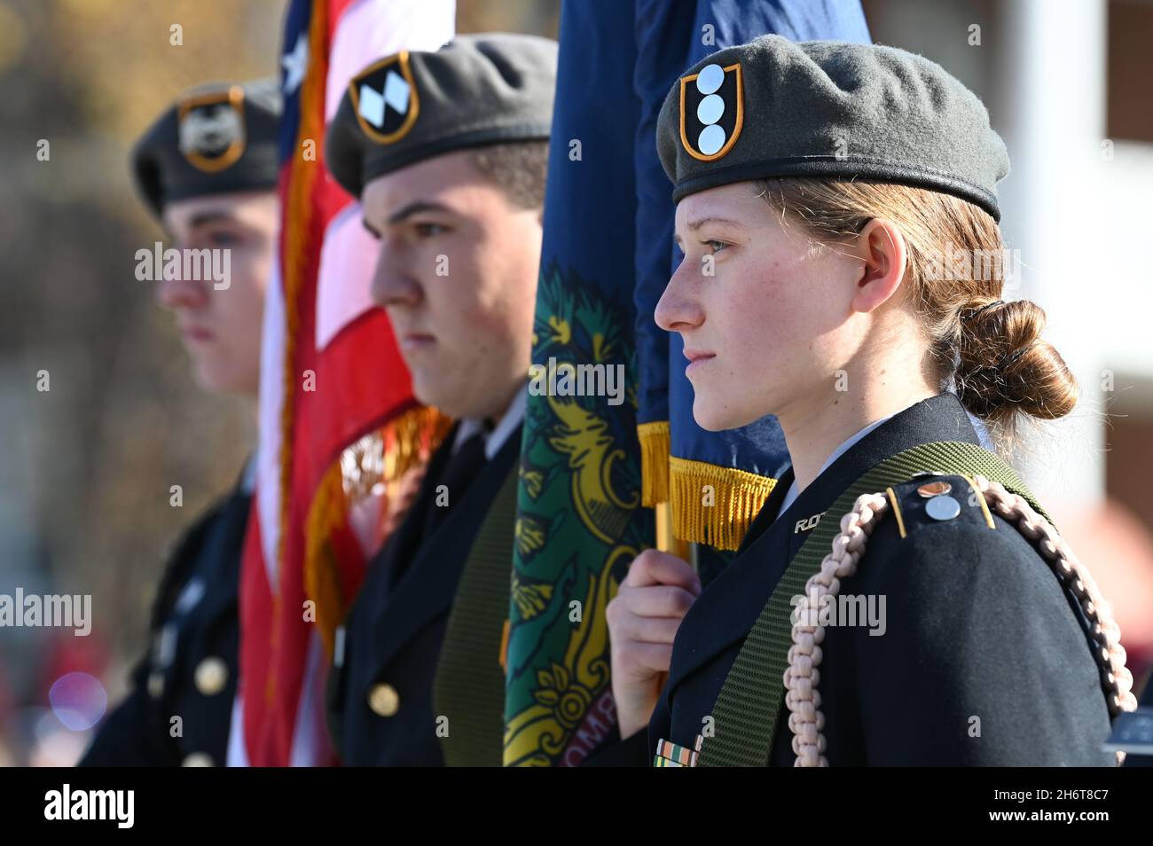 Members of the Spaulding High School (Barre, VT) Junior ROTC program at