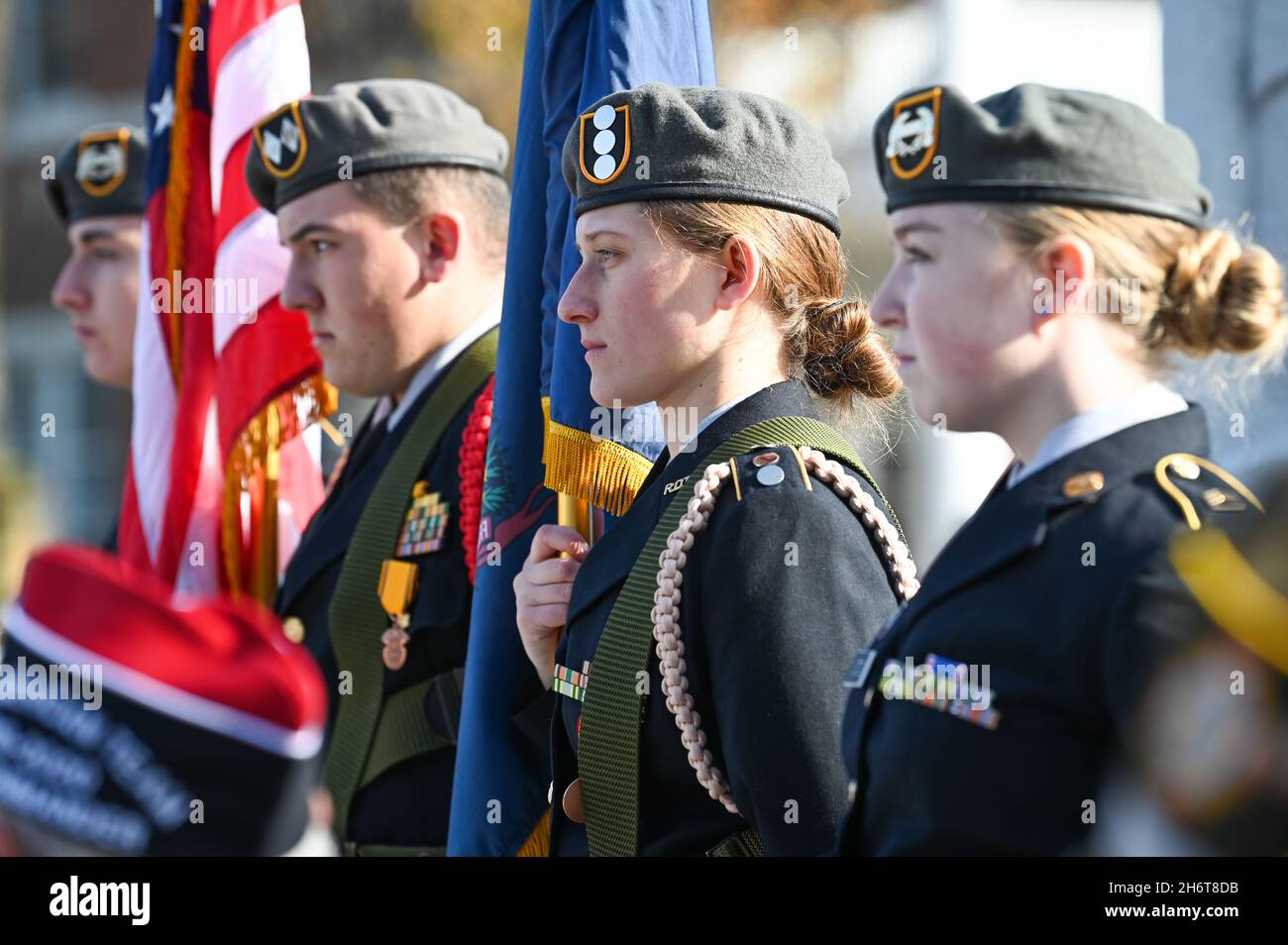 Members of the Spaulding High School (Barre, VT) Junior ROTC program at