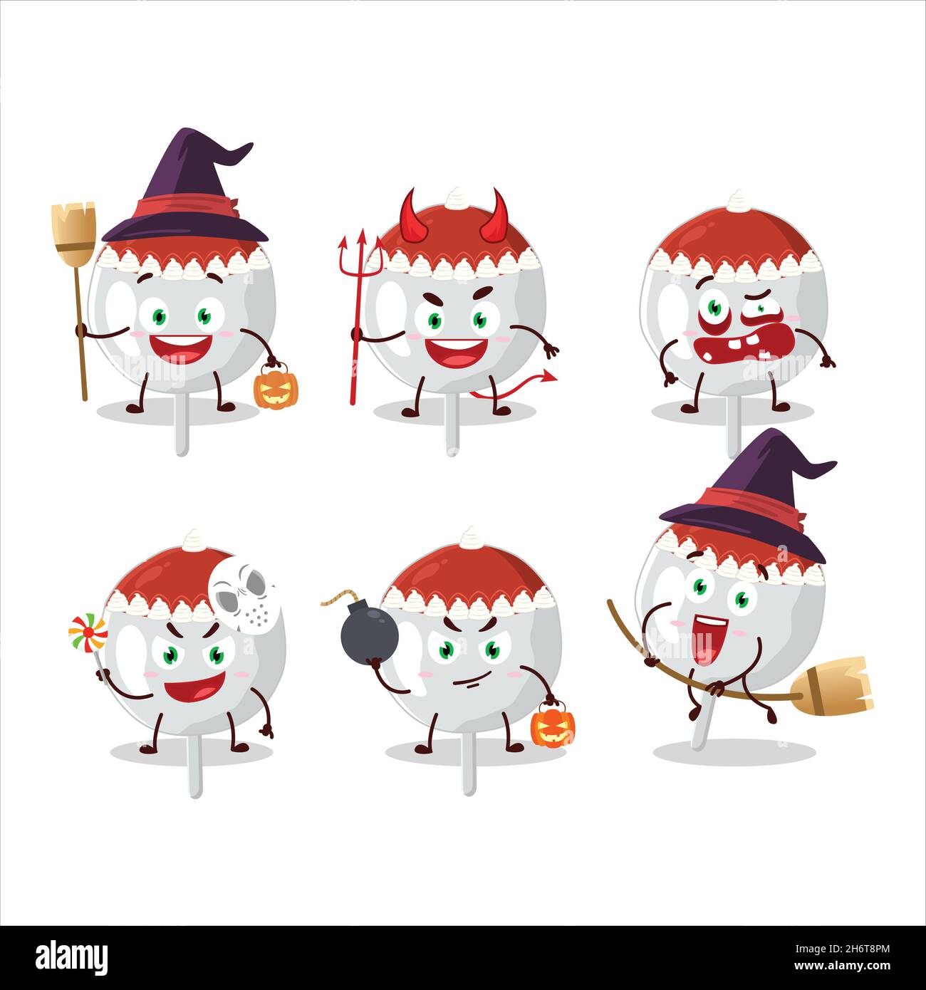 Halloween expression emoticons with cartoon character of christmas hat ...