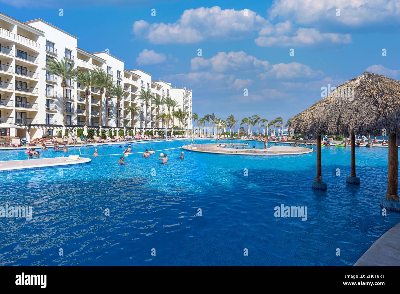 San Jose del Cabo, Baja California, Mexico, September 10, 2021: Hotels located along the scenic beaches, playas of San Jose del Cabo in Hotel Zone, Zona Hotelera Stock Photo