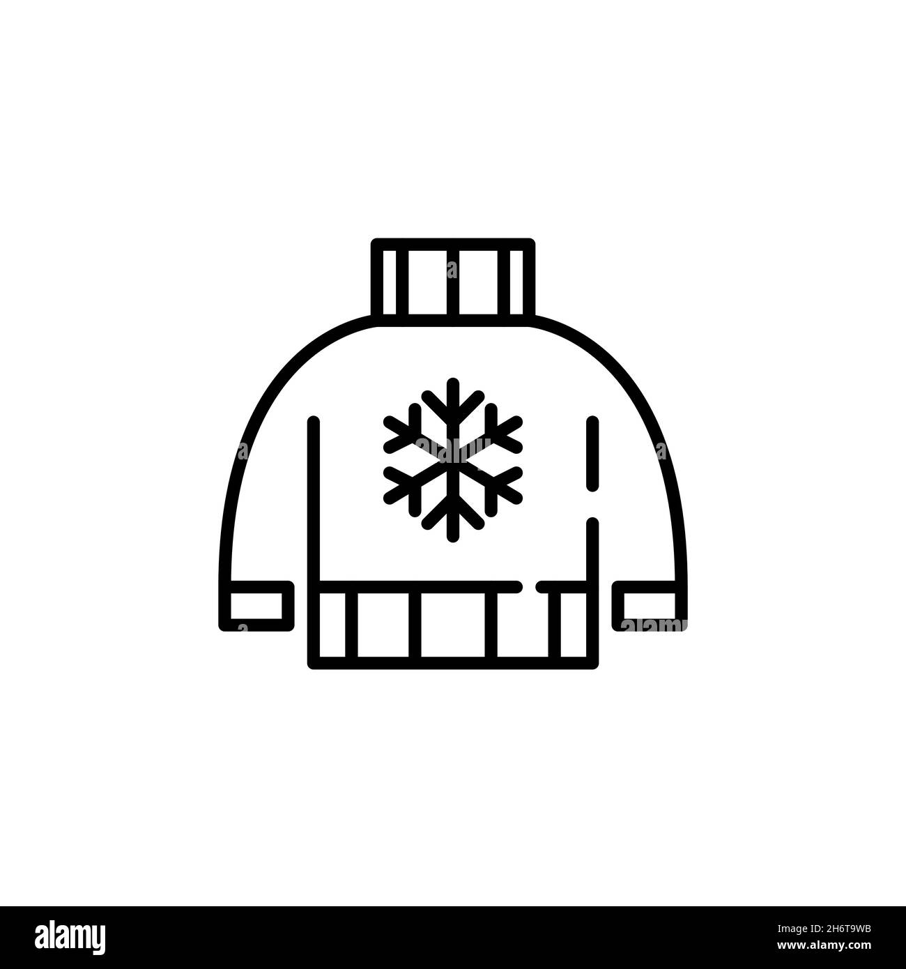 Christmas sweater with a snowflake. Winter knitted apparel. Pixel perfect, editable stroke icon Stock Vector