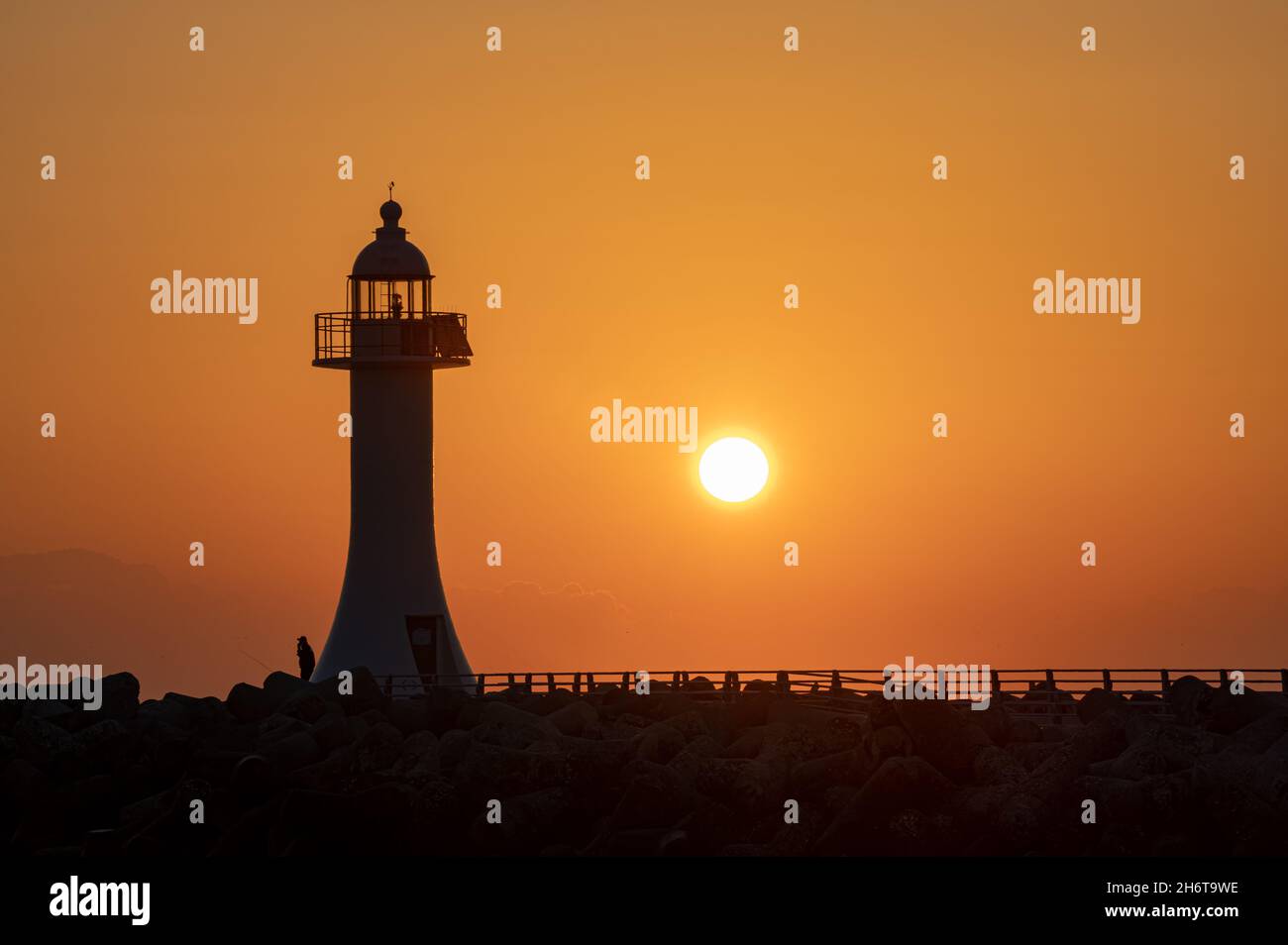 Sunrise scenery at Sacheon Port in Gangneung, South Korea. Stock Photo