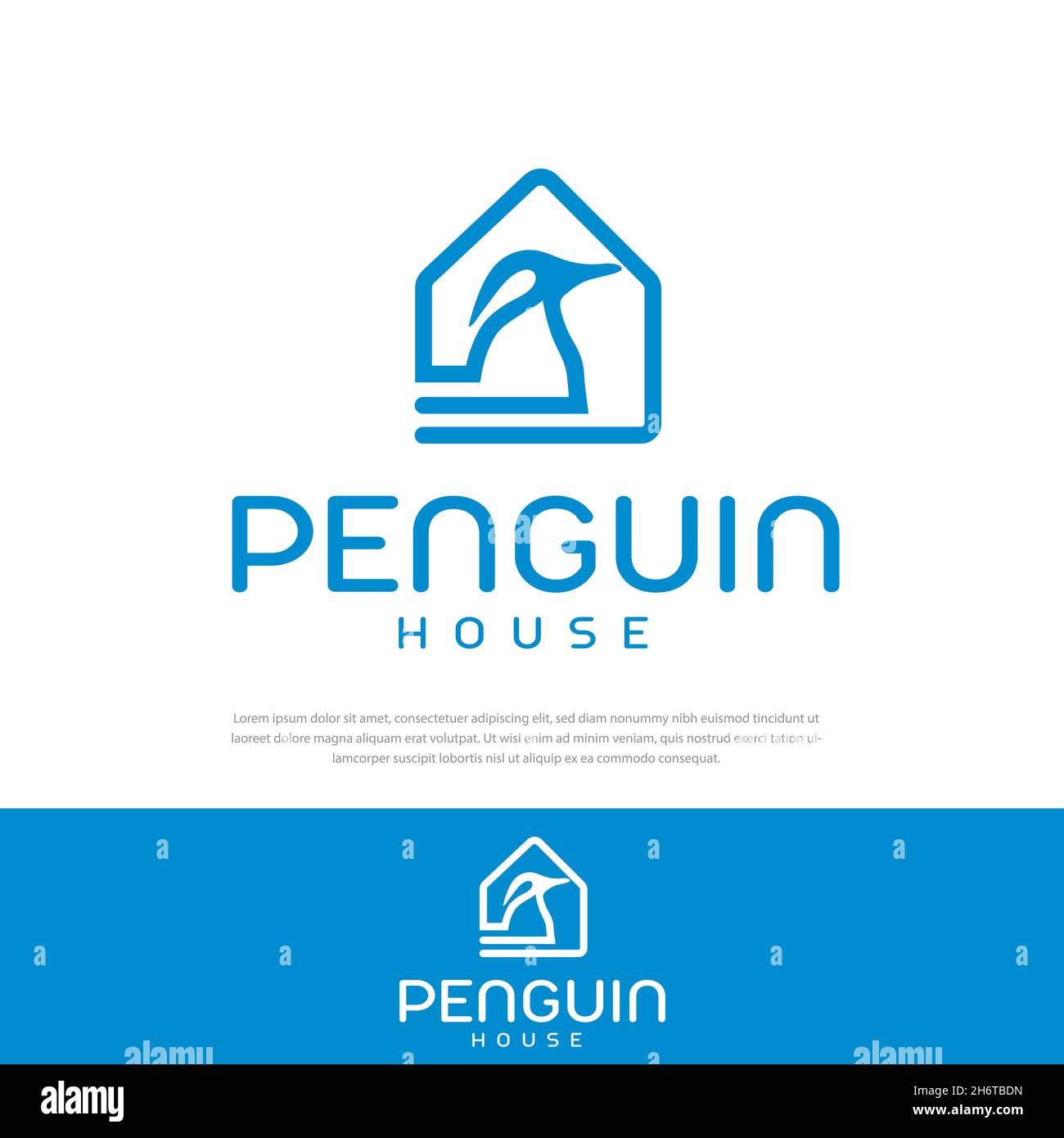 Simple logo penguin house vector illustration Stock Vector