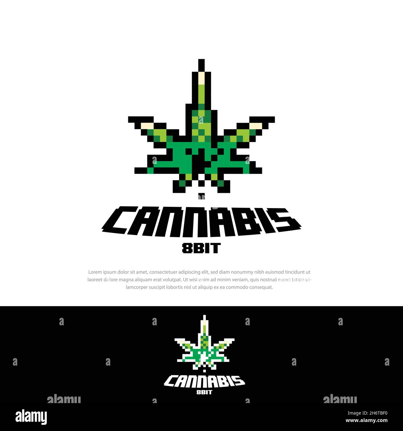 Green cannabis leaf pixel art icon, Marijuana pixel logo, Marijuana sign, Hemp isolated vector illustration, 8-bit sprite. apps,prints,stickers Stock Vector