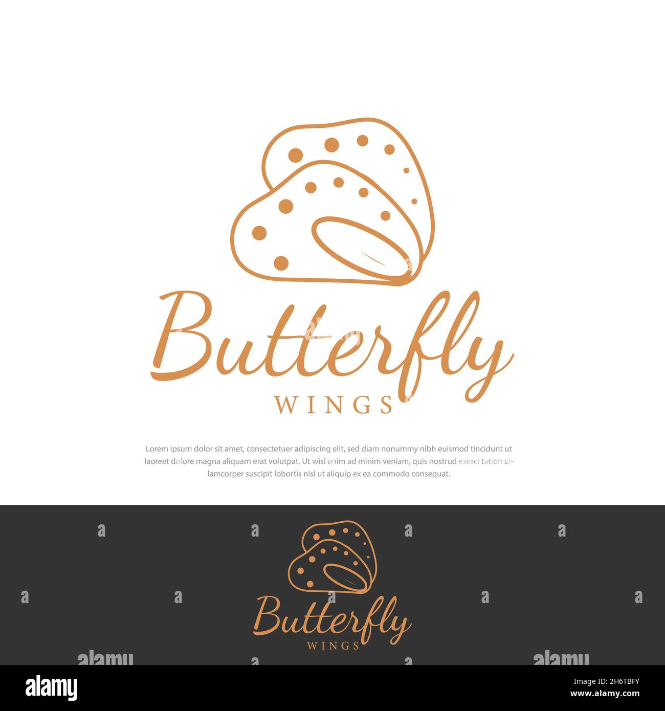 Simple elegant golden butterfly wings, can be used as a symbol, brand identity, company logo Stock Vector
