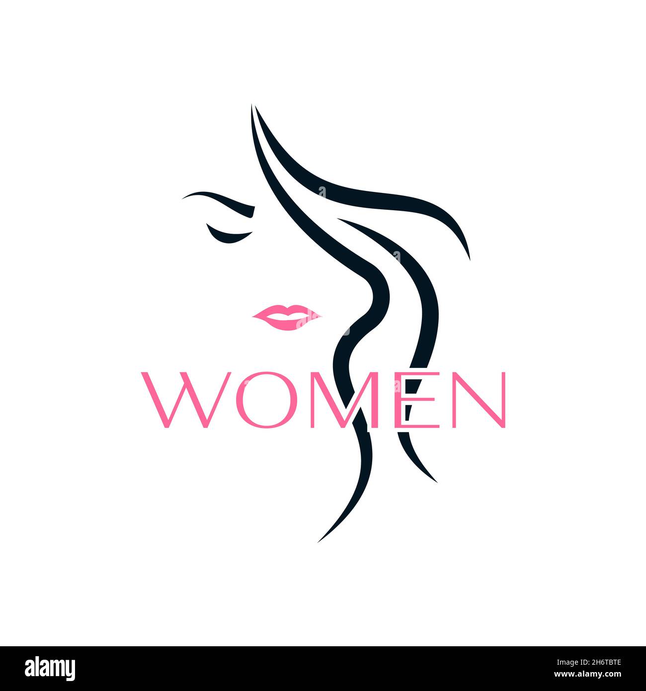 Minimalist logo design silhouette line illustration of a woman's design. Can be used for beauty products Stock Vector