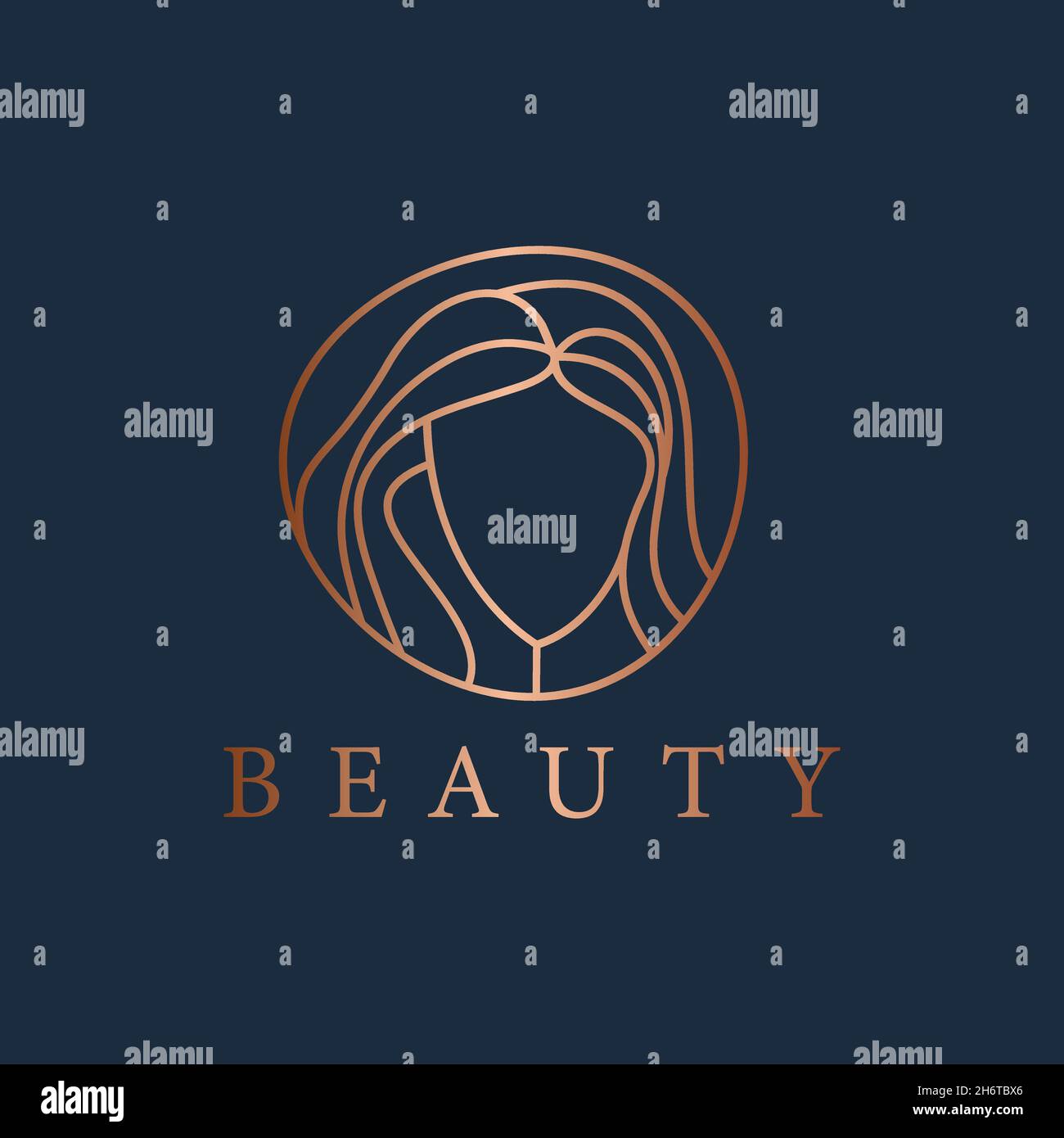 Abstract logo emblem for beauty and cosmetic studio. Portrait of woman,beautiful woman face brand design in trendy minimalist style. Stock Vector