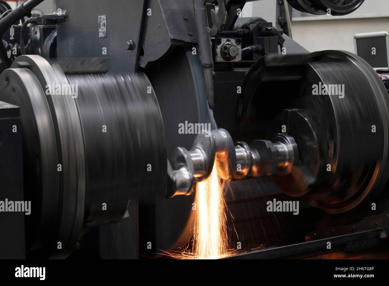 grinding process on the crankshaft Stock Photo Alamy