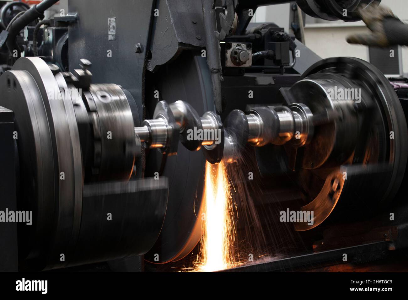 grinding process on the crankshaft Stock Photo Alamy