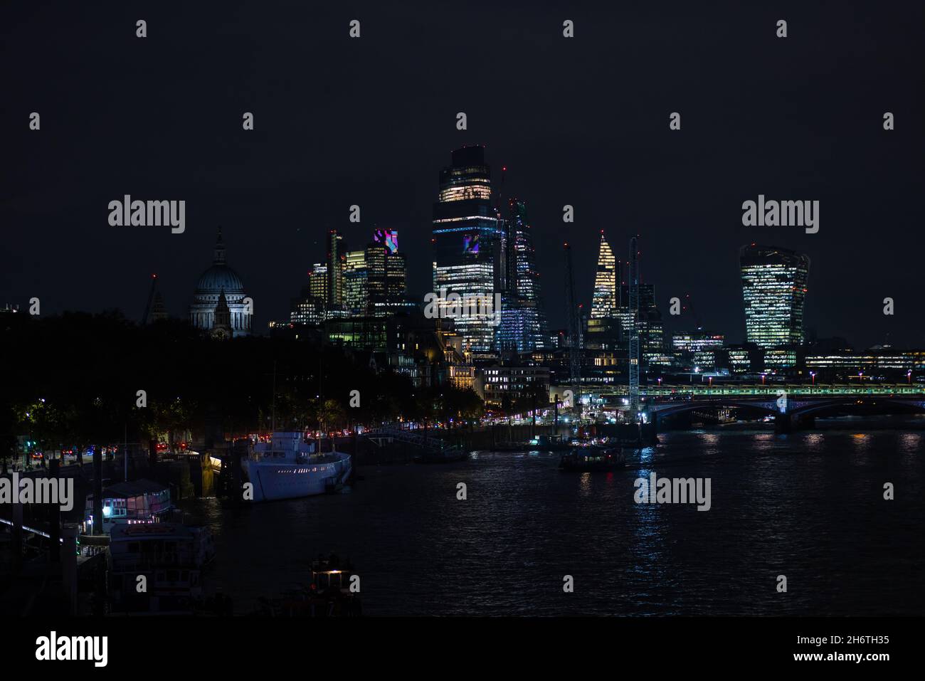 London the City Skyline and Christmas beginning 2021 Stock Photo