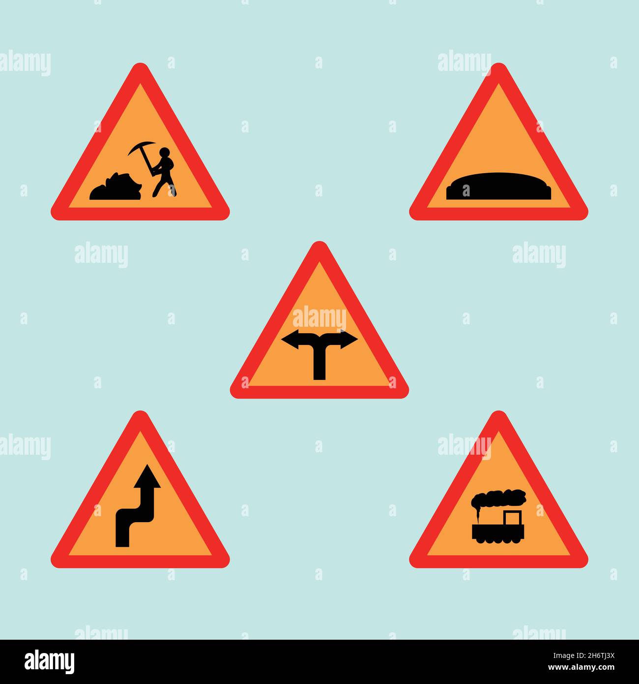 It is a notification symbol of various shapes. It is mainly used to signal danger on roads. Stock Vector