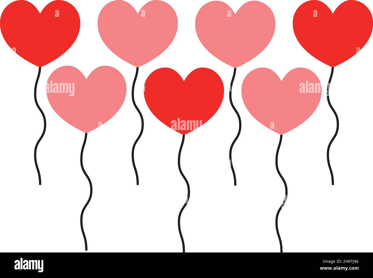 There are several heart balloons. You can express love or use it as a decoration on anniversaries. Stock Vector
