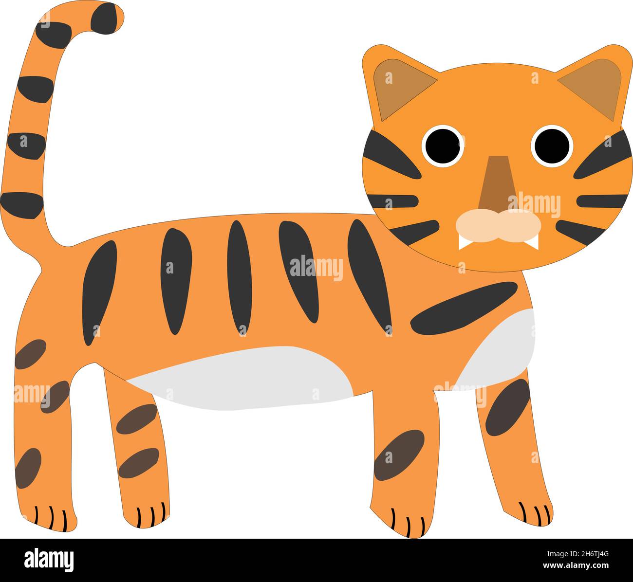 It is a character design with a baby tiger standing. It can be used as decoration for cards, letters, posters, cartoons, etc. Stock Vector