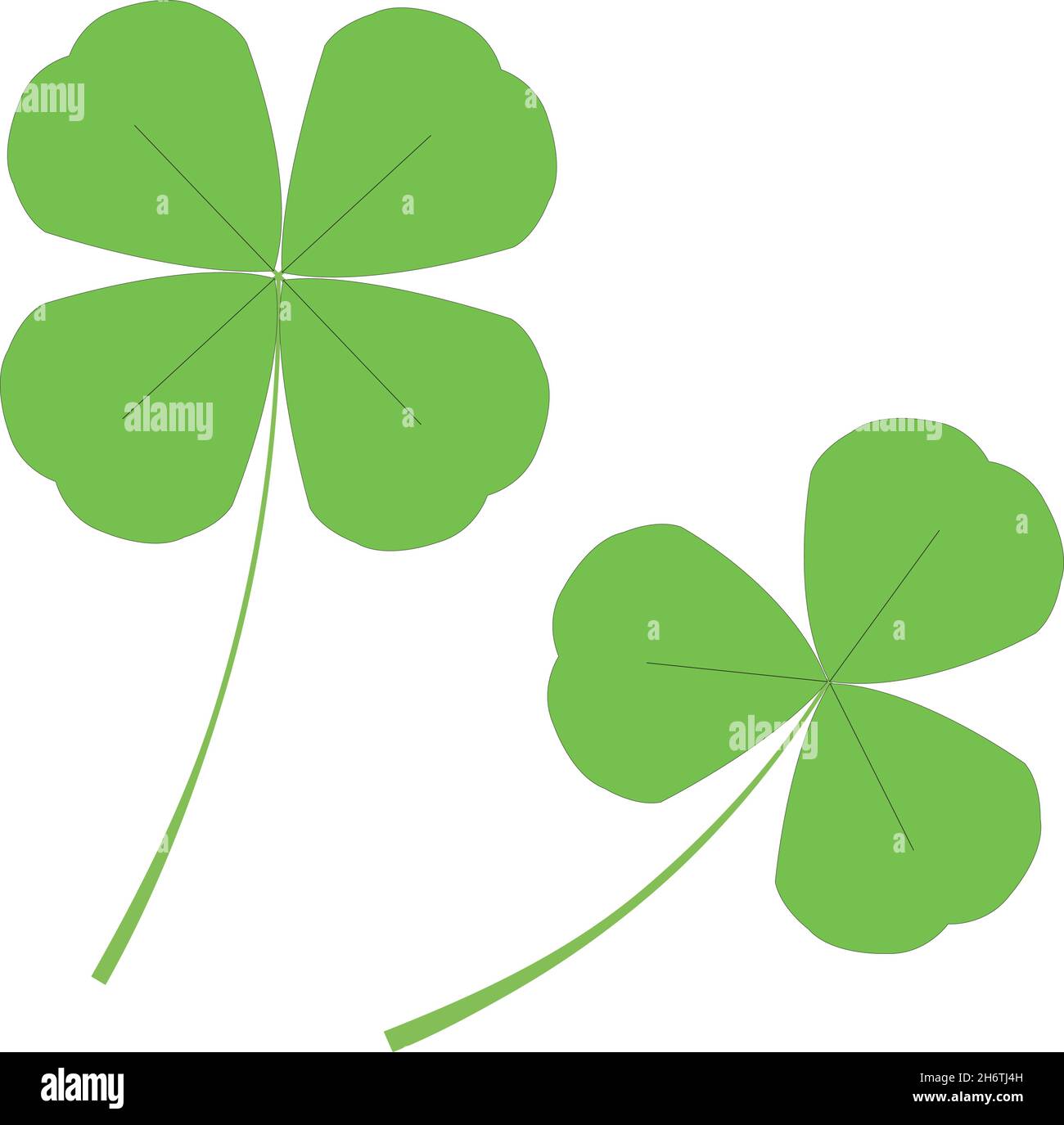 Three-leaf clover and four-leaf clover icon. It has the meaning of happiness and luck. Stock Vector