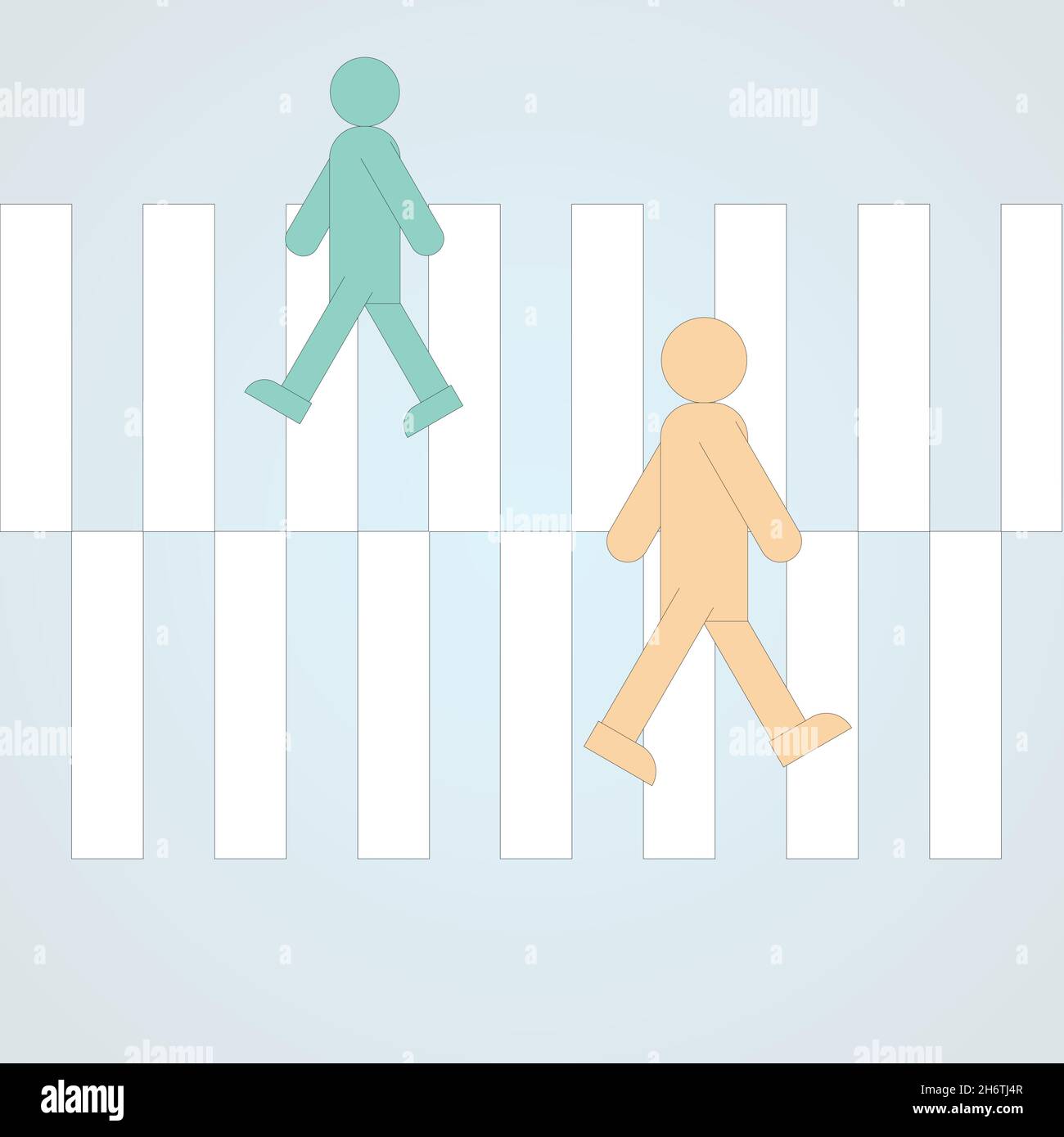 People crossing the crosswalk. It can be used to express traffic laws or to show daily scenery. Stock Vector