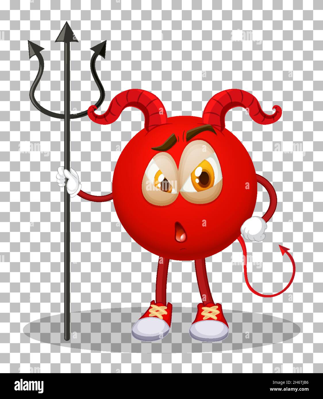 A Red Devil cartoon character with facial expression on transparent