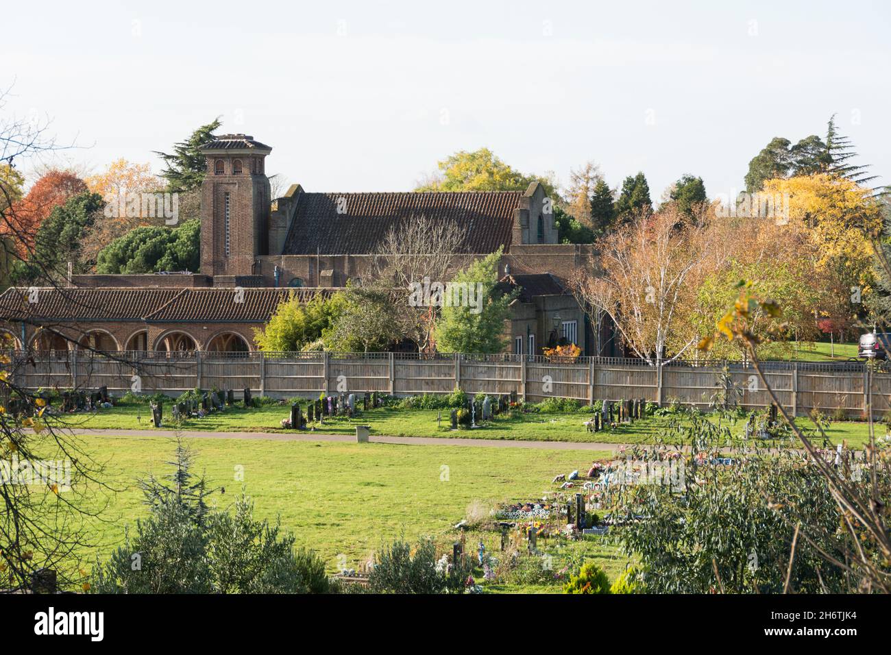 Mortlake Crematorium and Cemetery, Kew Meadows Path, Townmead Road, London, TW9, England, U.K. Stock Photo