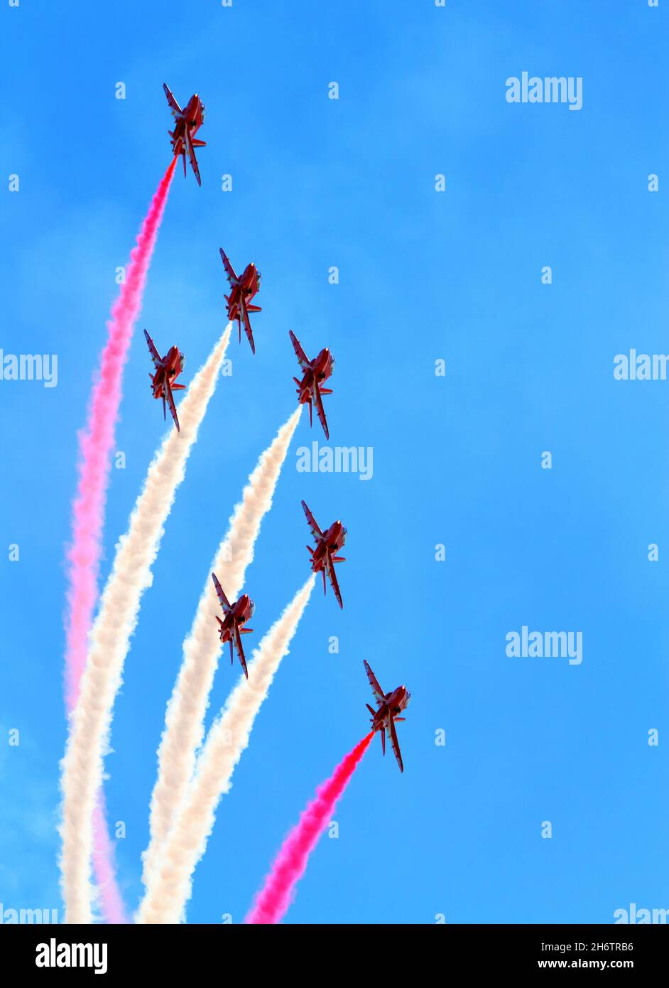 Red Arrows Display Team blue sky colourful smok Stock Photo