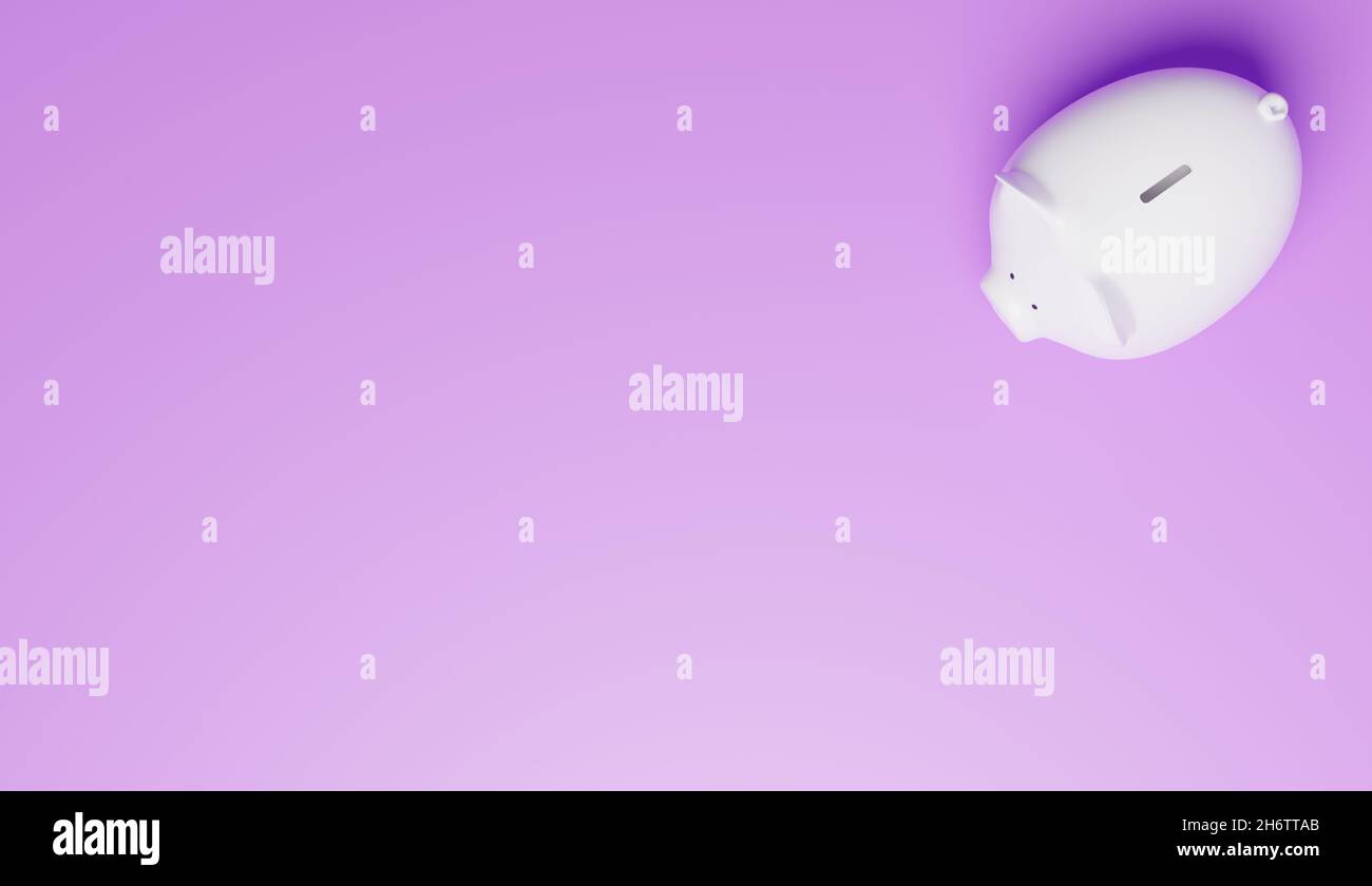 Piggy bank isolated on purple background Stock Photo