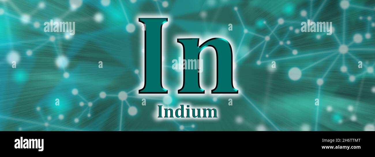 In symbol. Indium chemical element on green network background Stock ...