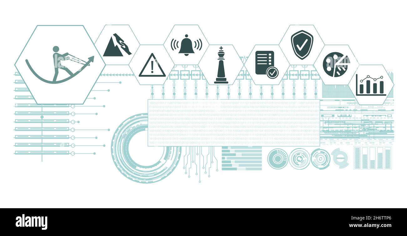 Concept of crisis management with connected icons Stock Photo - Alamy