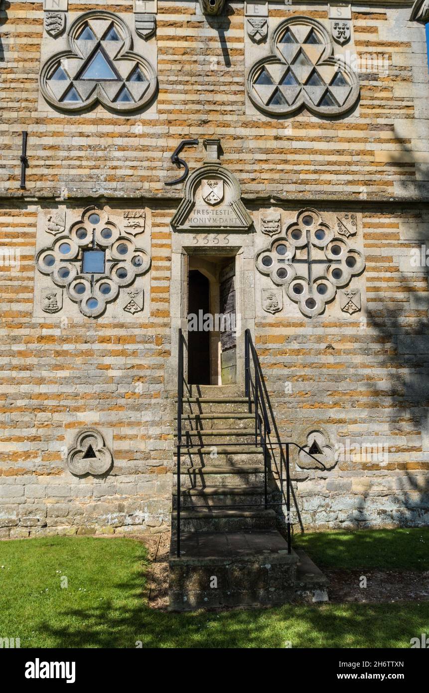 Rushton Triangular Lodge, a 1597 folly by Sir Thomas Tresham, near Kettering, Northamptonshire, UK; now in the care of English Heritage Stock Photo