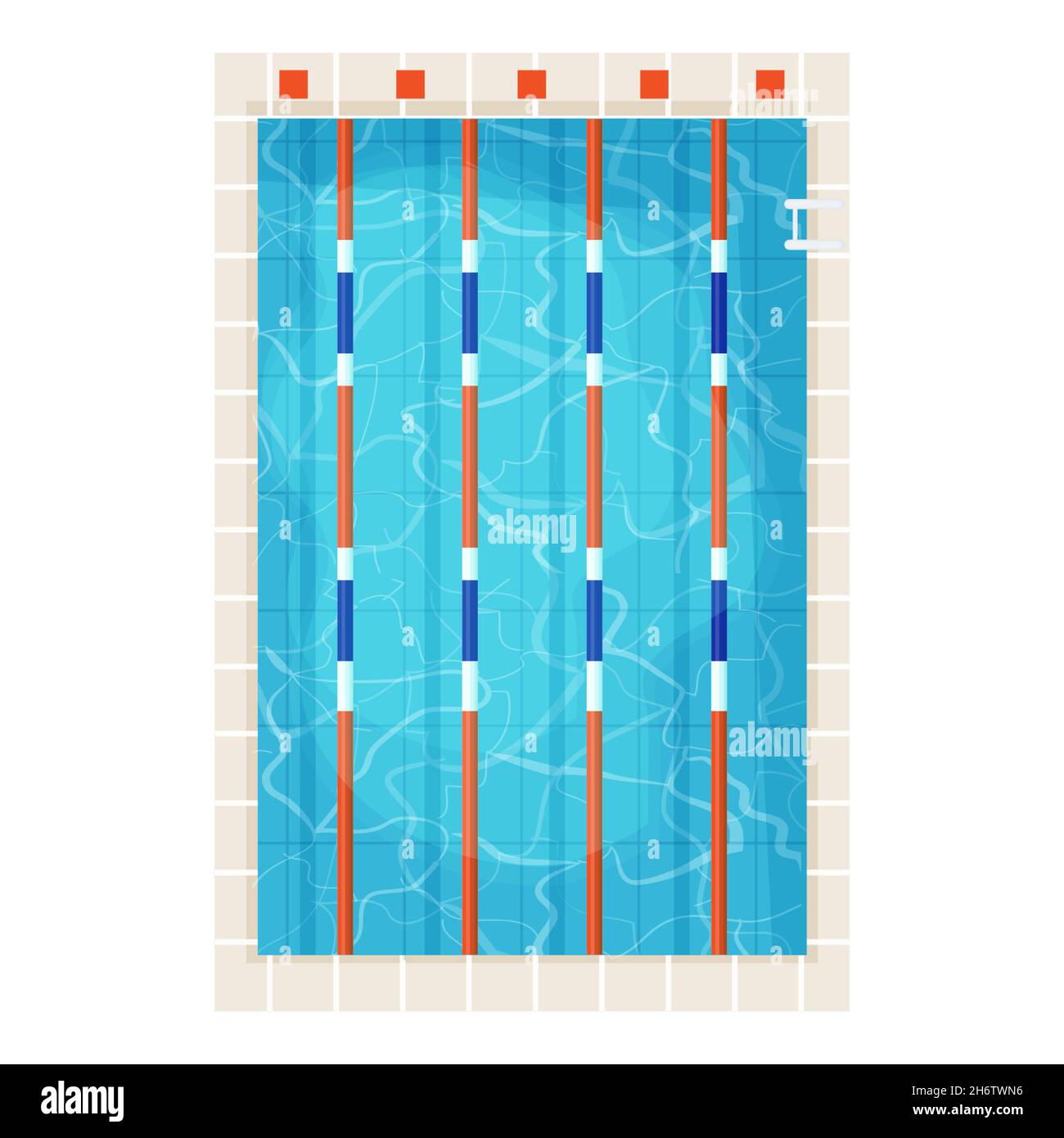 Olympic swimming pool top view with clean with blue water in cartoon style isolated on white background. vector illustration. Vector illustration Stock Vector