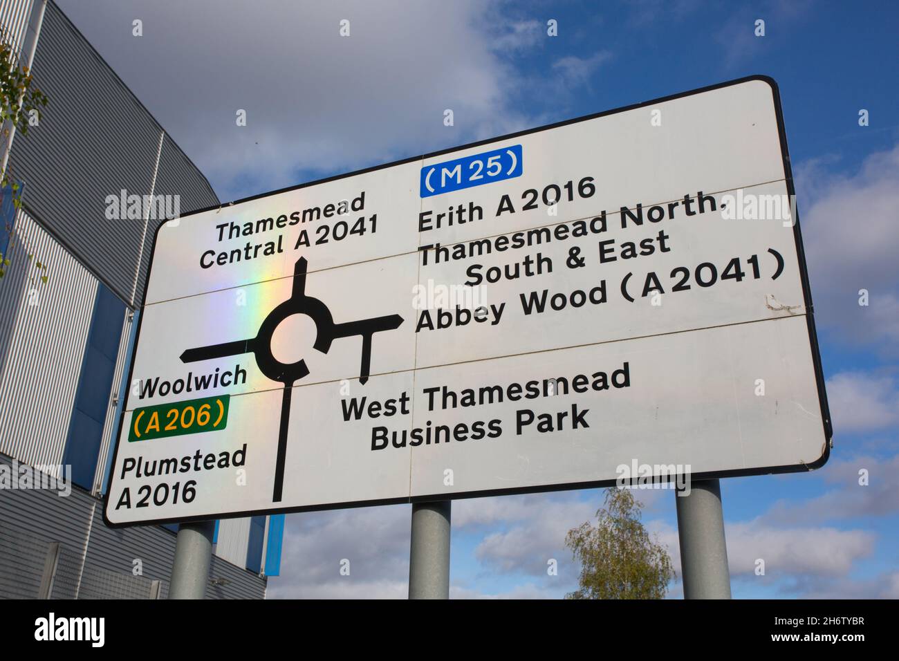 Road sign in Thamesmead, London Stock Photo