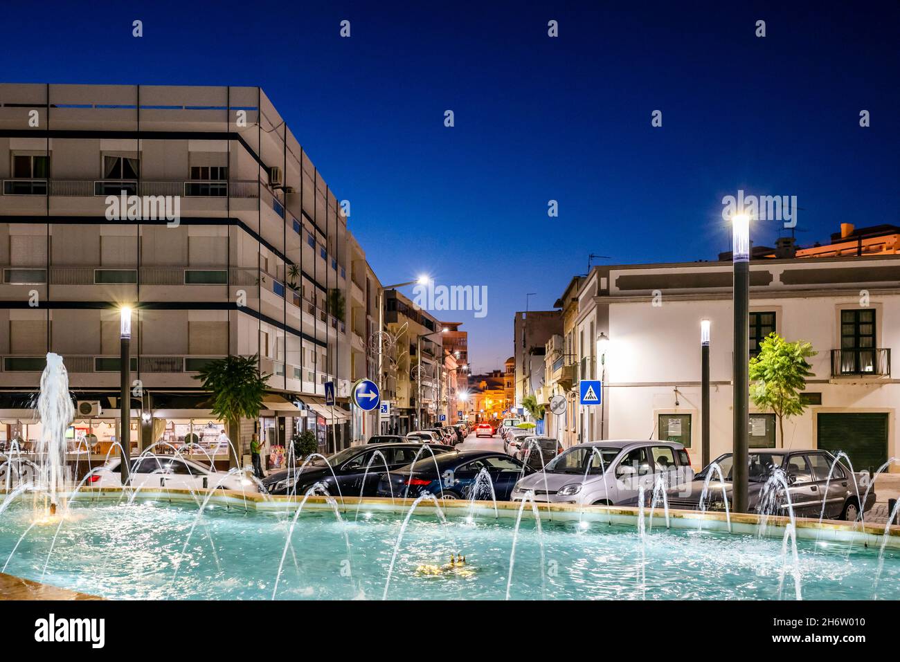 Cityscape of residential part of Faro at the evening, Algarve, Portugal Stock Photo
