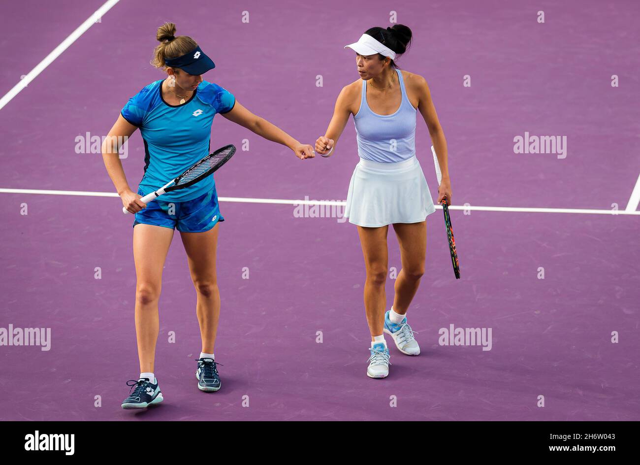 Su-Wei Hsieh of Chinese Taipeh & Elise Mertens of Belgium in action