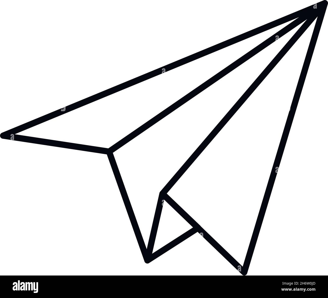 Paper plane icon black linear isolated on white background illustration ...