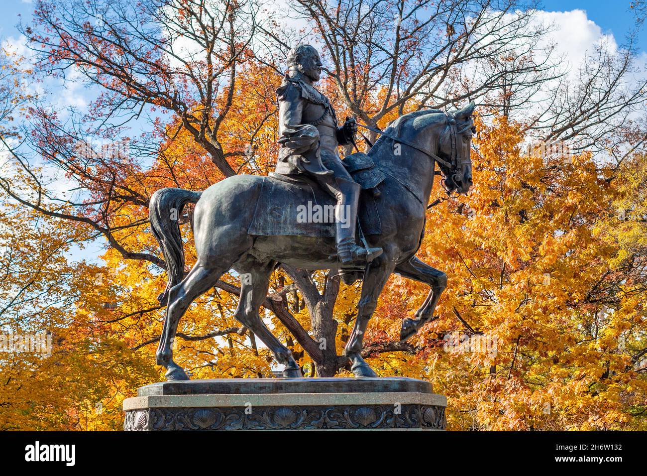 King Edward VII Equestrian Statue in the grounds of Queen's Park in the downtown district.Nov. 18, 2021 Stock Photo