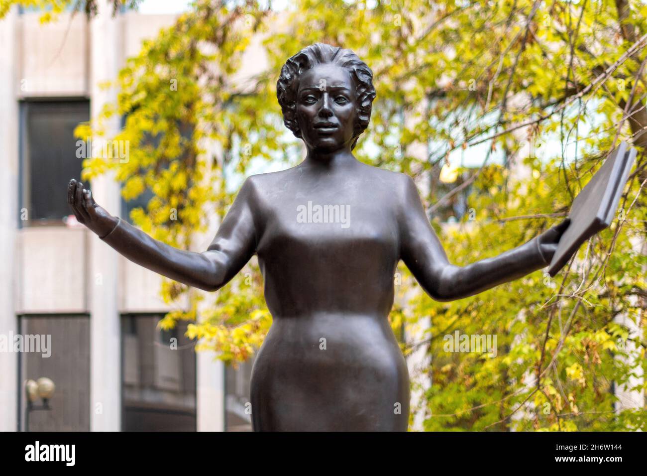Art sculpture named 'Freedom of Expression' seen in the McMurtry Gardens of Justice in the downtown district.Nov. 18, 2021 Stock Photo