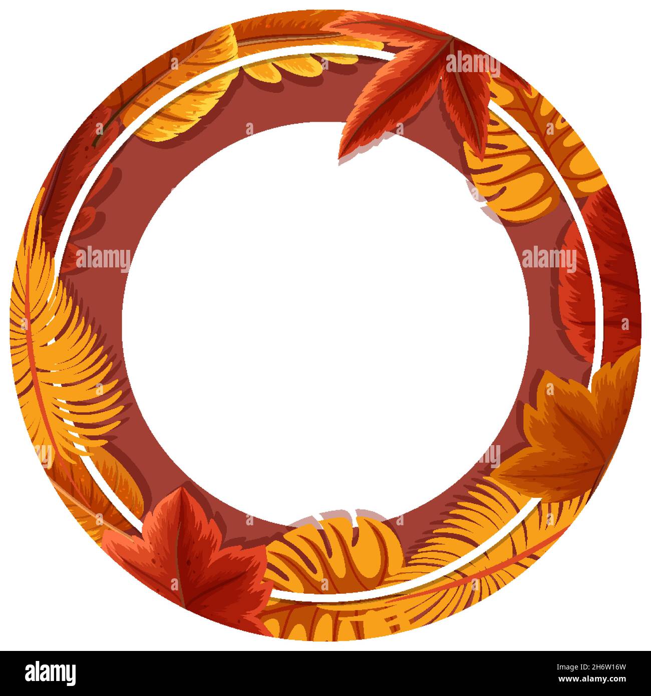 Round frame with autumn foliage illustration Stock Vector Image & Art ...