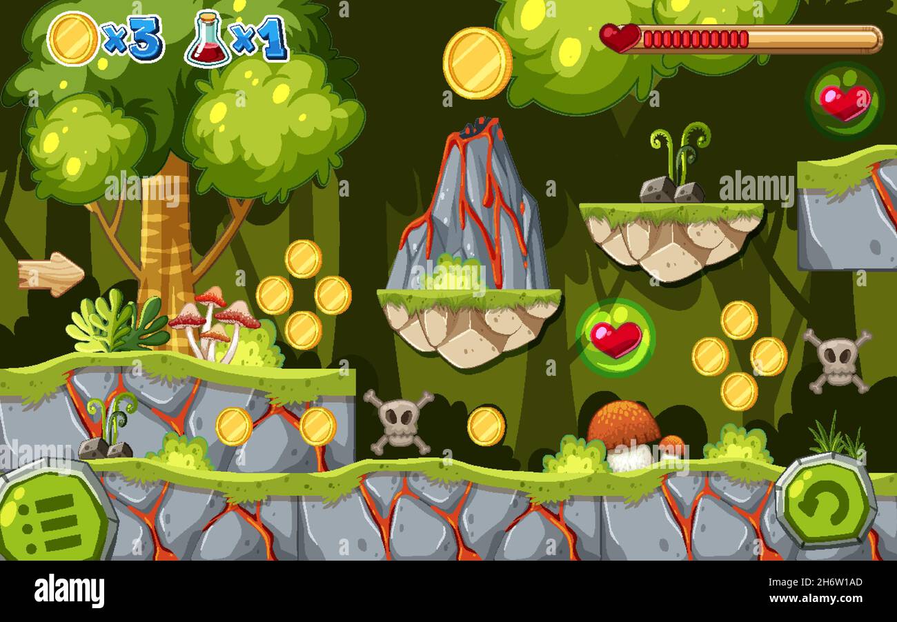 Game Template Jungle Scene illustration Stock Vector Image & Art - Alamy