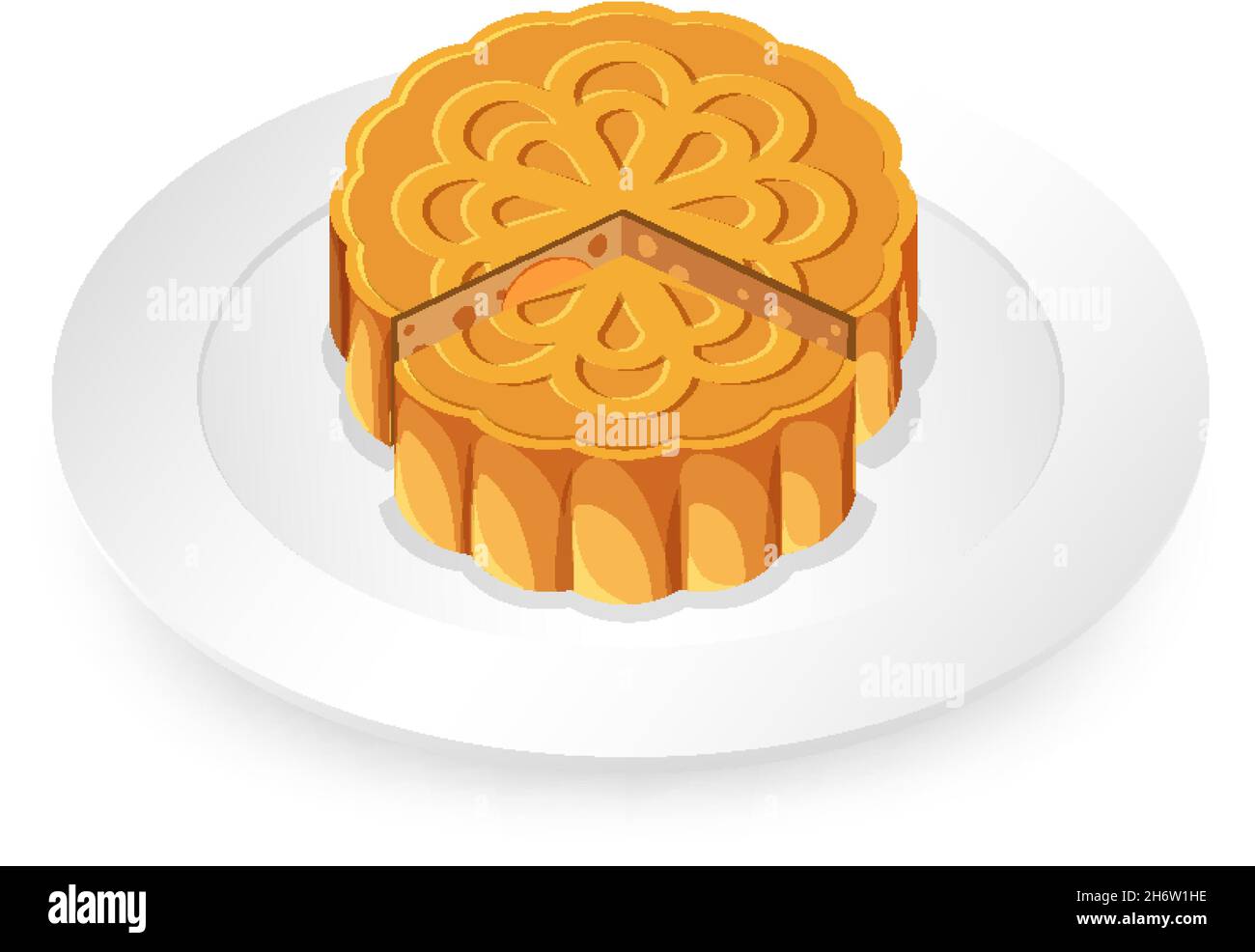 Isolated mooncake on white plate illustration Stock Vector
