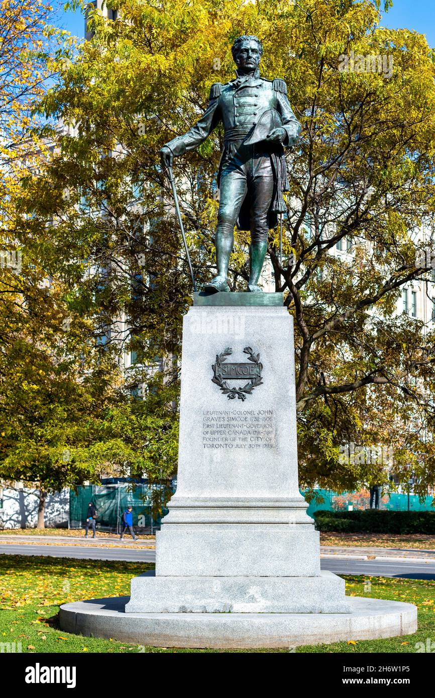 Sculpture or statue of John Graves Simcoe in the grounds of Queen's