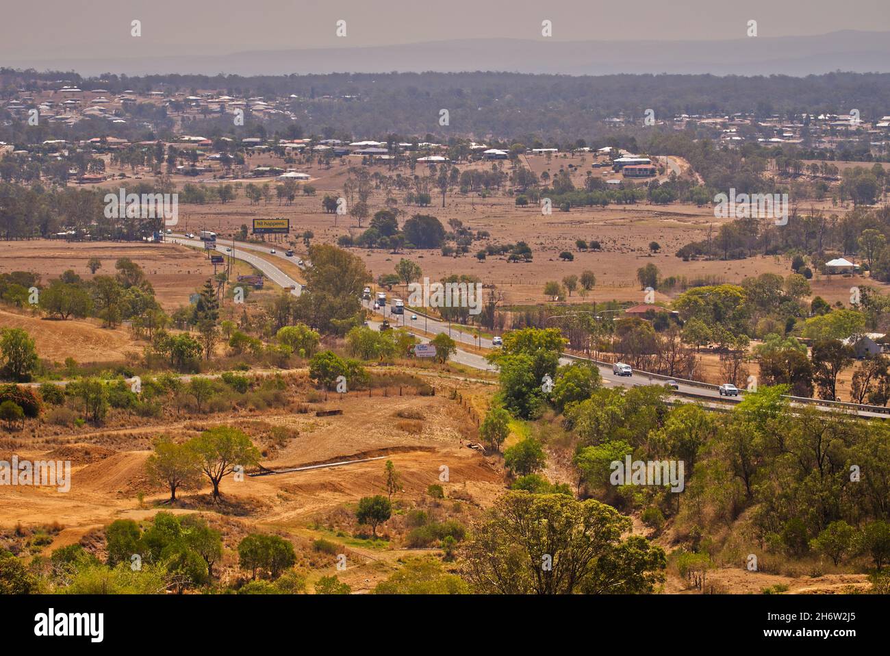Landscape view of Warrego Highway Hattonvale Lockyer Valley. Queensland
