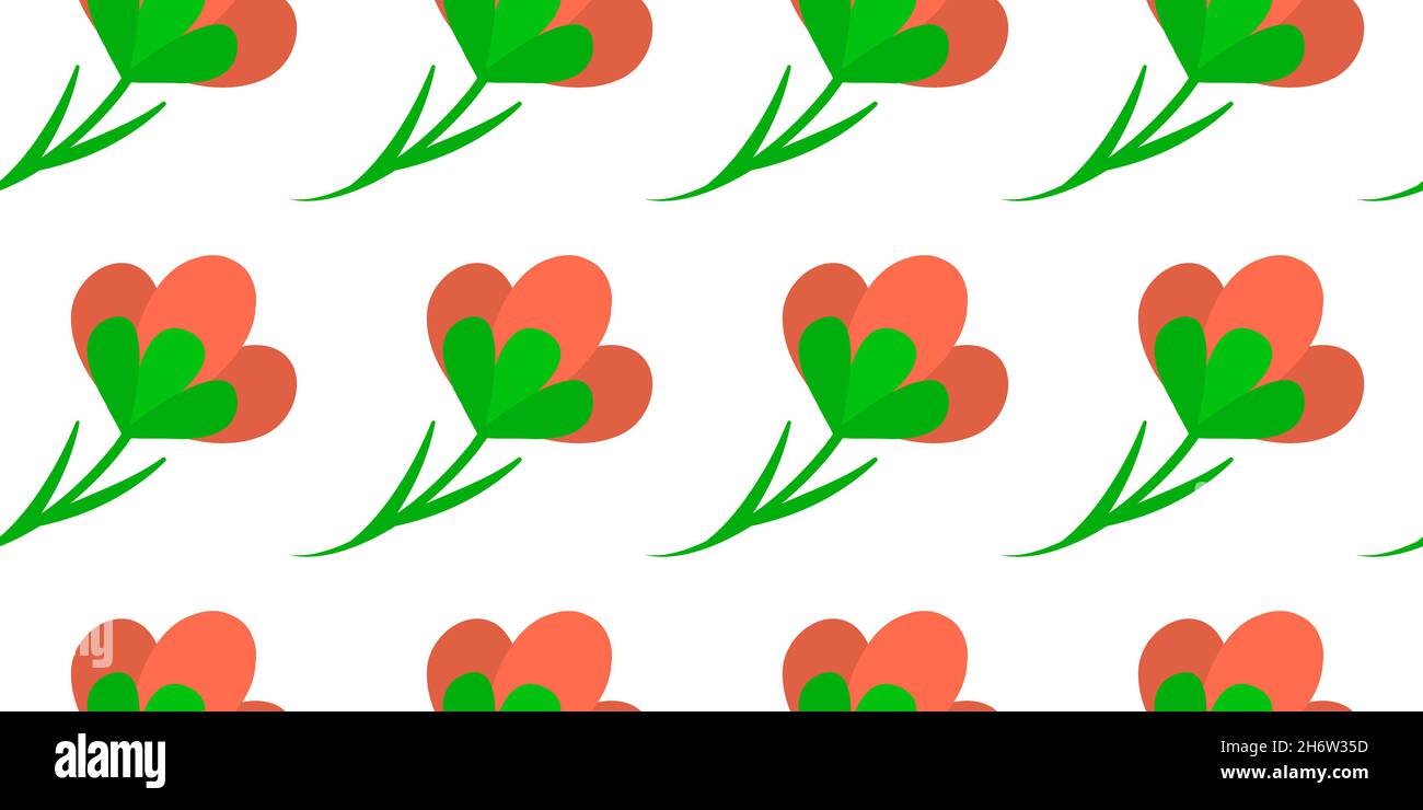 Seamless pattern with red flower, floral pattern on a white background ...