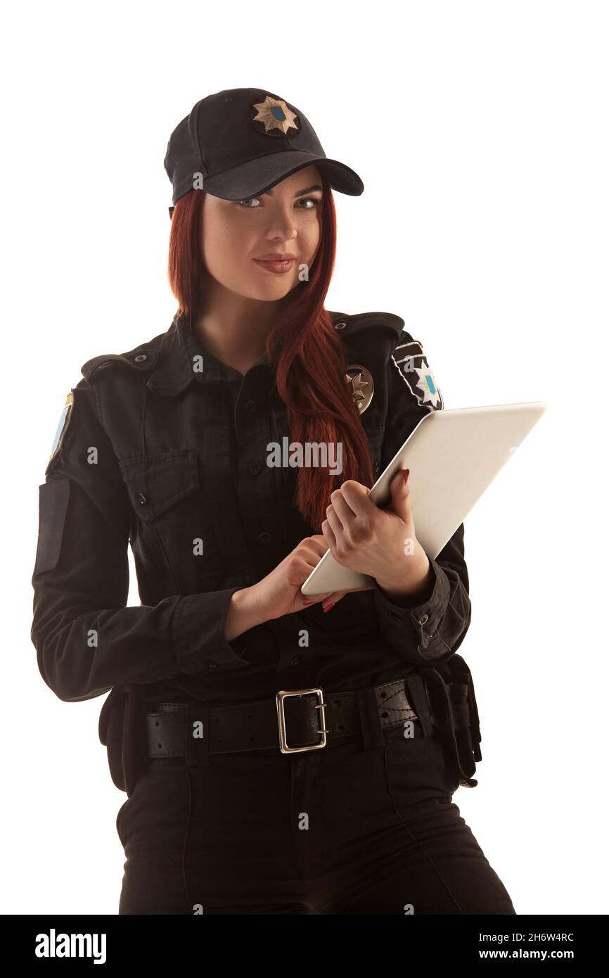 Female police officer smiling hi-res stock photography and images - Alamy