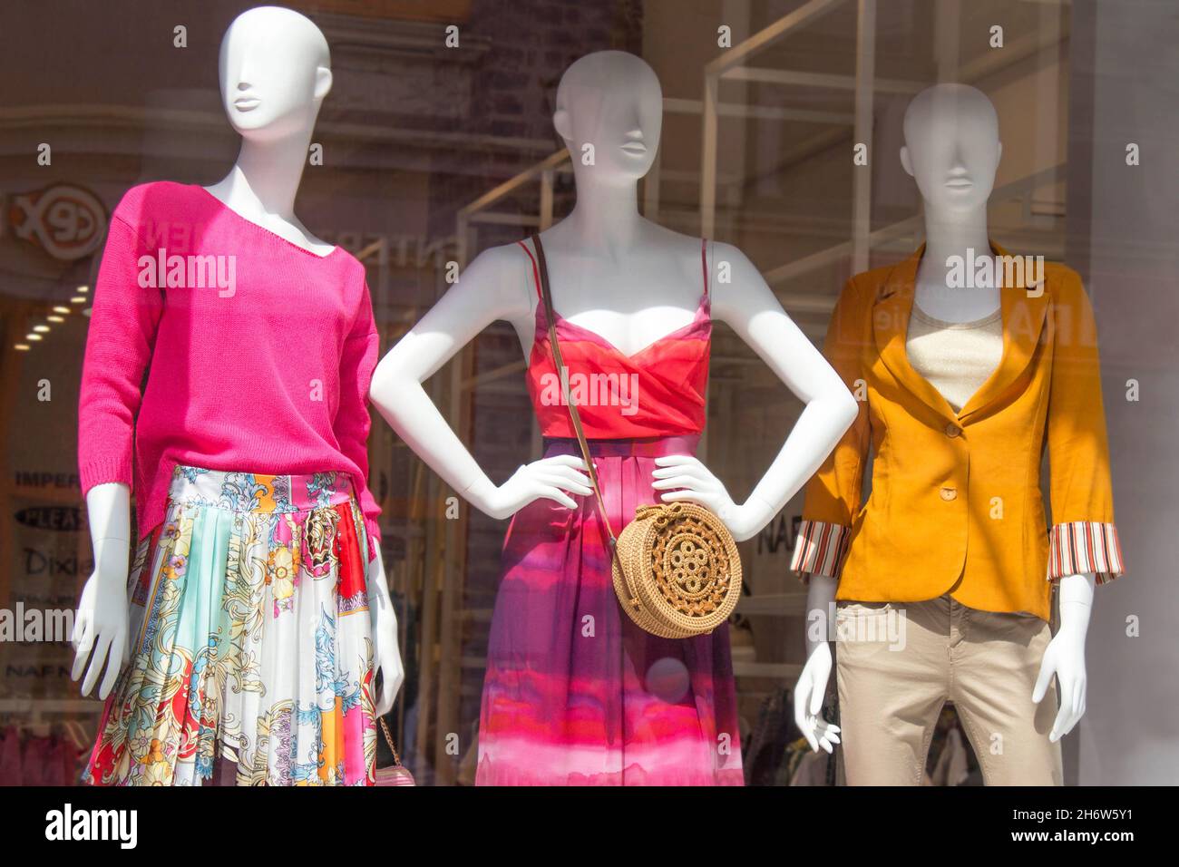 POLAND, TORUN March 1, 2020 Three female mannequins in store window